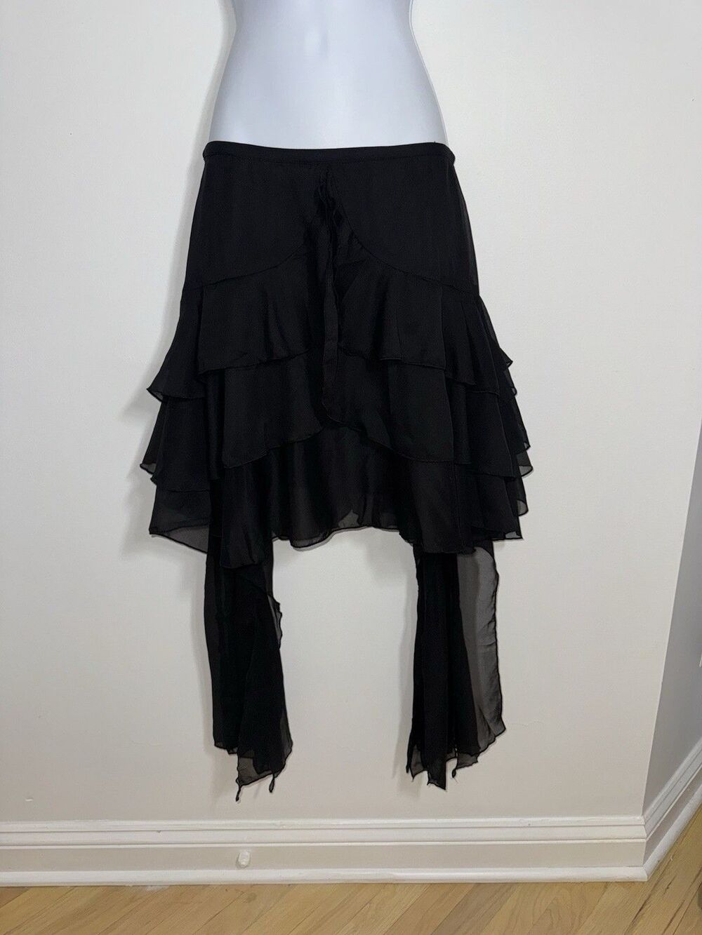 Disturbia Aleera Black Chiffon Ruffle Skirt Whimsigoth Romantic Grunge Women 6
